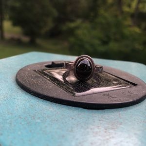 Vintage sterling silver with deep red cabochon set stone